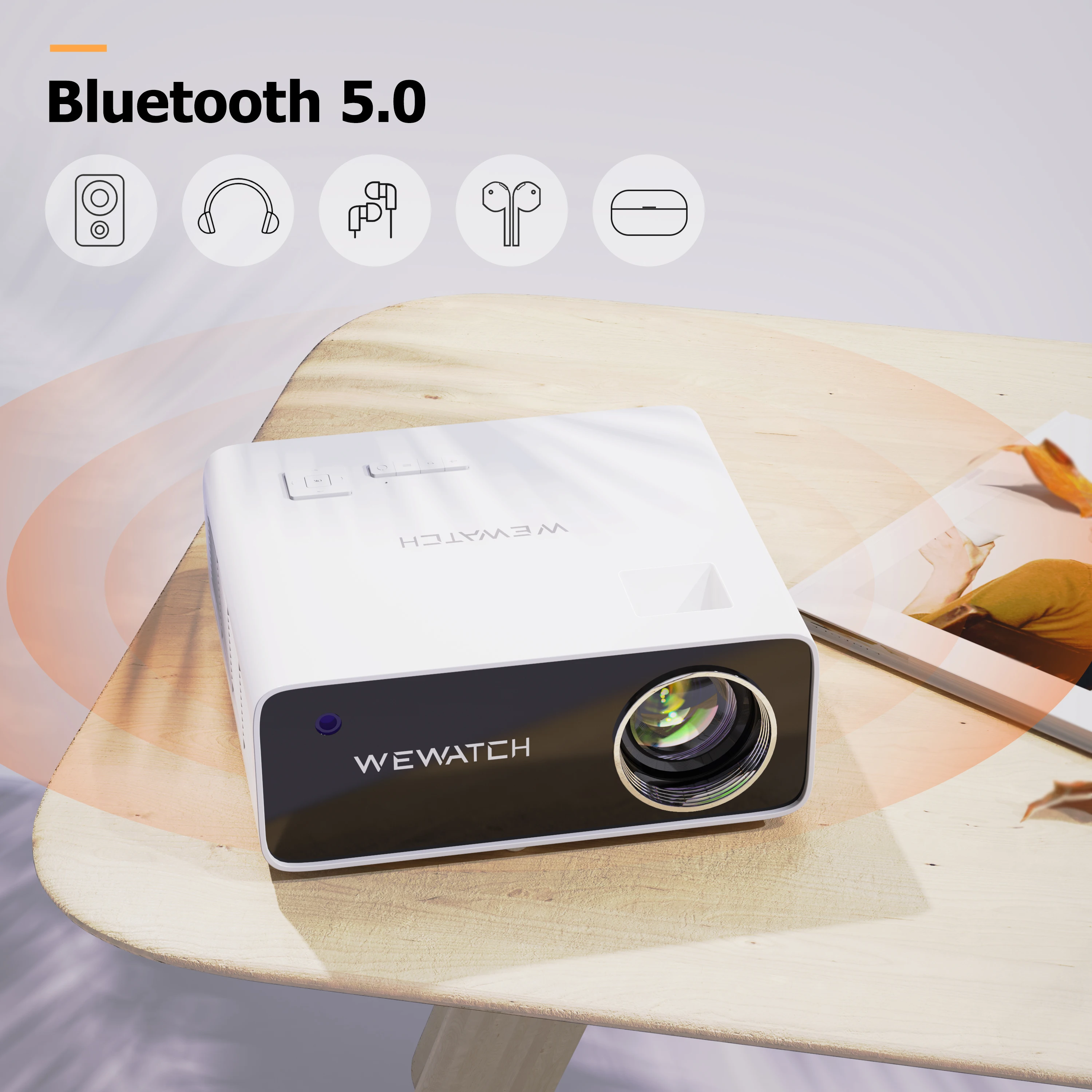 Видеопроектор WEWATCH V51 с поддержкой Wi-Fi Bluetooth 300 дюйма Full HD 1080P |