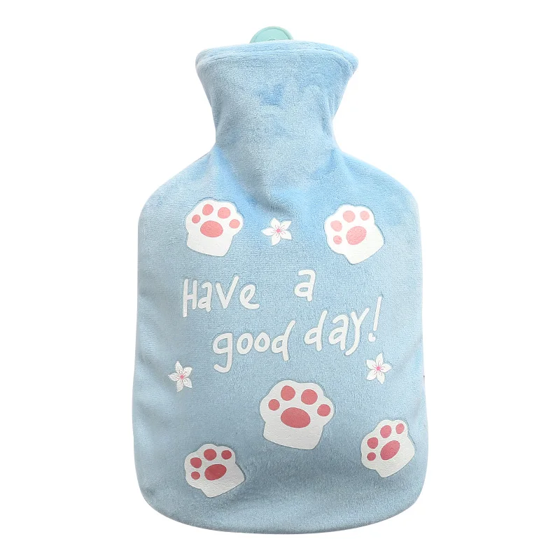 Blue-Paw Большая сумка для горячей воды, грелка для рук, зимняя грелка, 1000 мл, контейнер, наполненный водой, резиновая подкладка, грелка для рук - Цвет: Blue-Paw