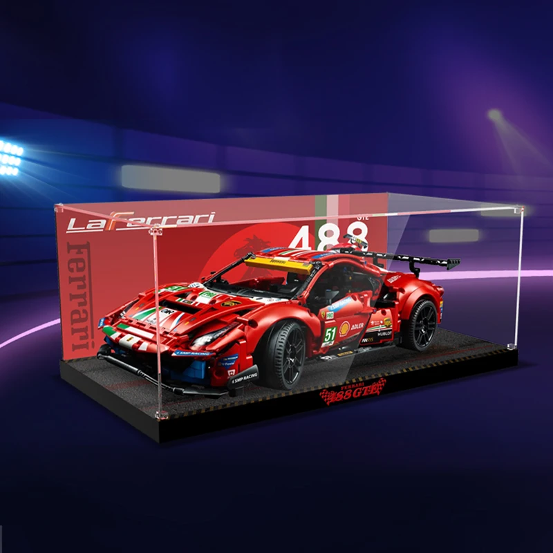 Acrylic Display Box For 42125 High-tech 488 GTE &amp#39AF Corse #51&amp#39 Building Blocks ShowCase (Not Include The Model) |