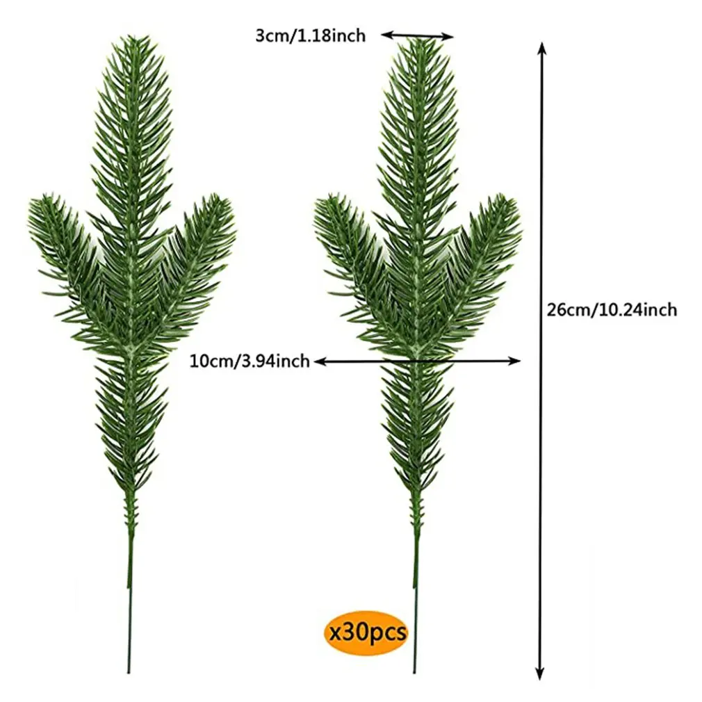 

30pcs Artificial Pine Branches Green Leaves Needle Garland Home Garden Embellishing Green Plants Pine Needles
