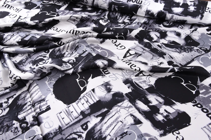 Абстрактный узор живопись полный Шелковый крепированный сатин мягкое чувство