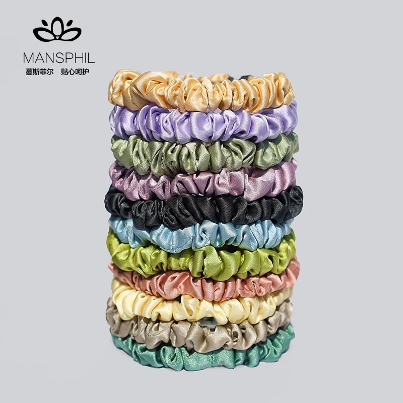 MANSPHIL 100 Pure Mulberry Silk Scrunchies Elastic Hair Tie For Women hair hoop pig intestine holder | Bands
