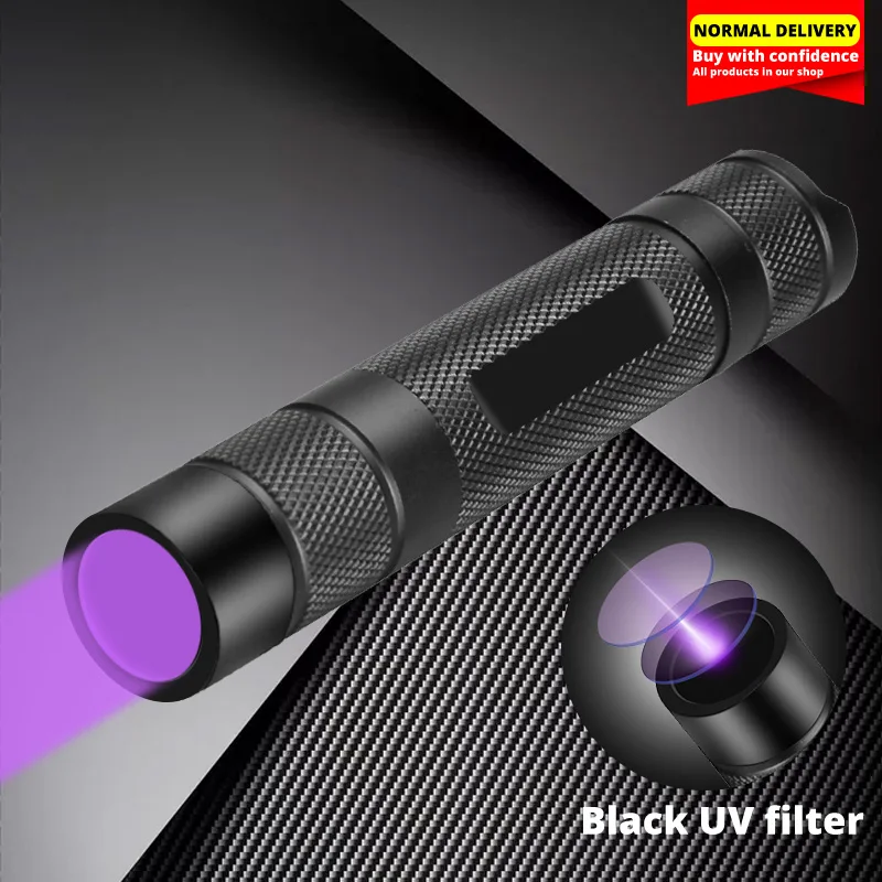 

UV Flashlight 365nm Ultra Violets mini Ultraviolet Lanterna IP65 Waterproof Invisible Torch for Pet Stains Use 18650 EDC Light