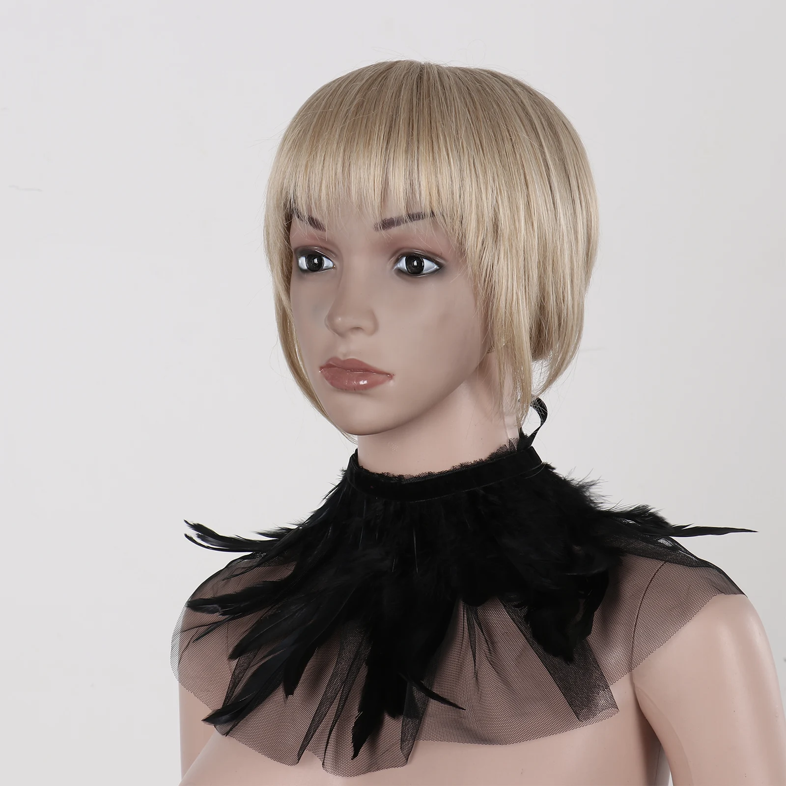 Женский готический настоящий естественный шраг-шаль капюшон перо Хэллоуин косплей костюм аксессуары сценической моды ошейник.