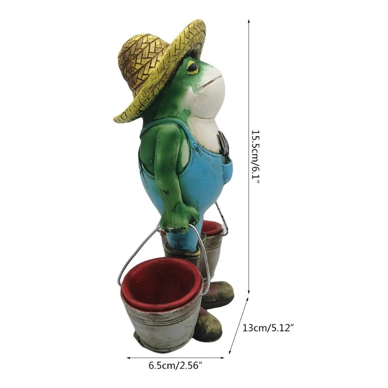 

Garden Statue Frog with Bucket Flower Pot Resin Ornaments Sculpture Decorations 85DB