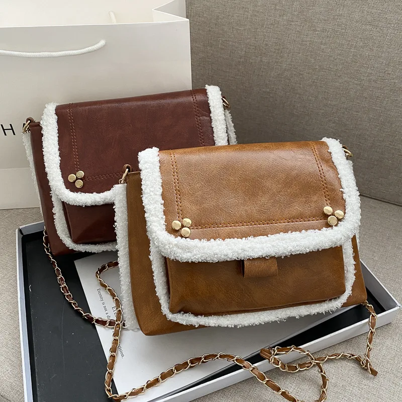 Женская маленькая квадратная ретро-сумка повседневный мессенджер на цепочке в