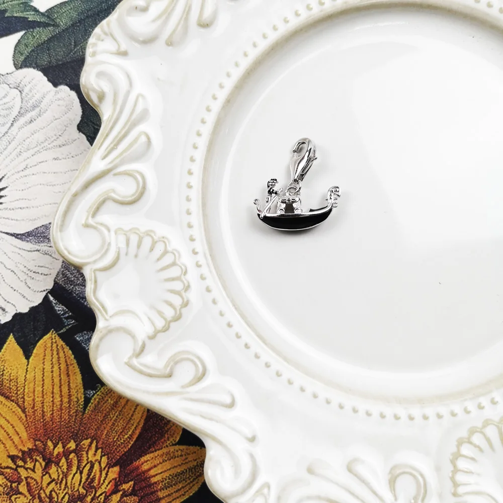 Подвеска в виде венецианской гондолы из серебра 925 пробы подходит для браслета