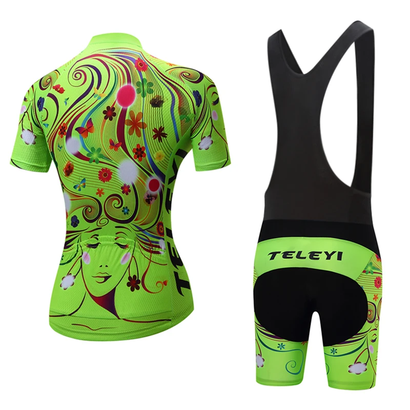 Лето, teleyi, Женский комплект Джерси для велоспорта, MTB, дорожный, велосипедная одежда, дышащая одежда для горного велосипеда, Быстросохнущий комплект для велоспорта