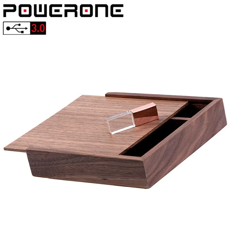 POWERONE 1 шт. бесплатный логотип орех фотоальбом Кристалл usb+ коробка Memory stick Pendrive 4 Гб-64 Гб фотография Свадьба 170*170*35 мм