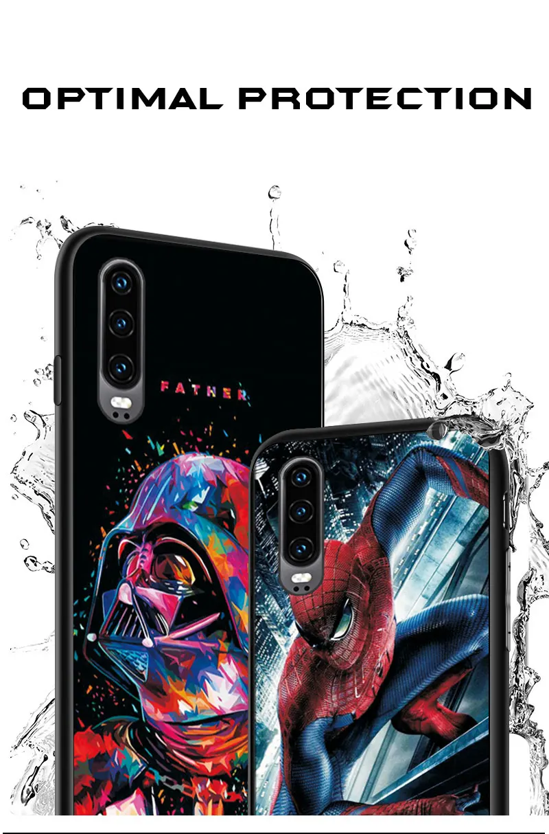 Чехол captain america для huawei P30 Lite P10 Lite, черный ТПУ для huawei P30 P20 Pro P8 P9 Lite, чехол для huawei P30 Pro, чехол