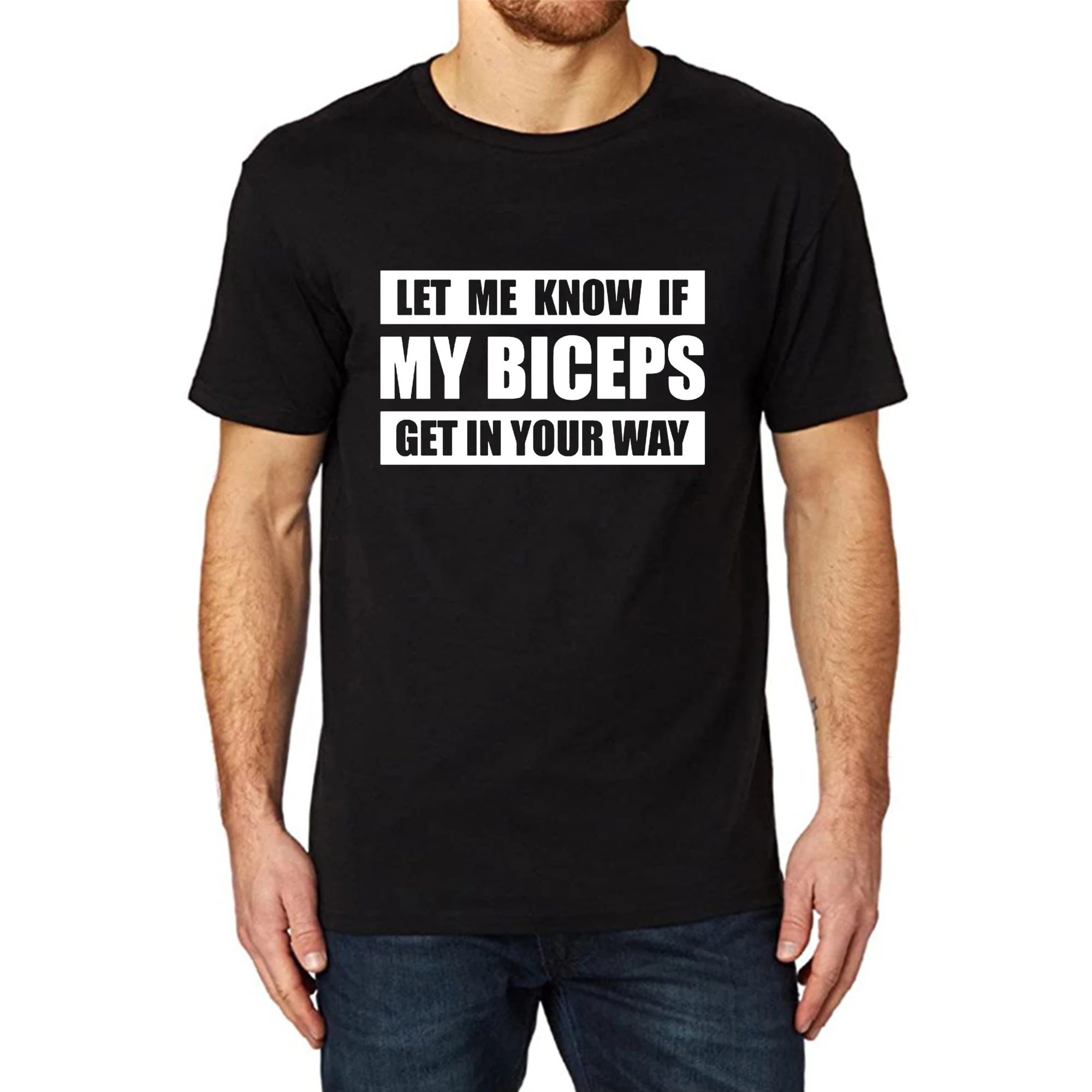 

Lyprerazy Men's MY BICEPS GET IN YOUR WAY Funny Printed T-Shirt
