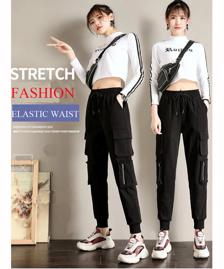 EACHIN, женские повседневные брюки карго, женские, размера плюс, Steetwear, длина по щиколотку, Модные свободные штаны для бега