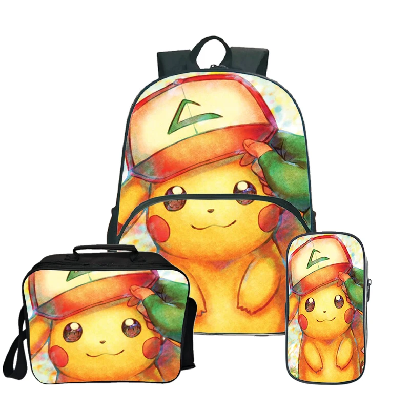 6 Pokemon Pikachu Kawaii рюкзак Пенал Школьный рюкзак для подростков девочек мальчиков рюкзак для ланча 3 шт./компл. детский дорожный рюкзак - Цвет: 6