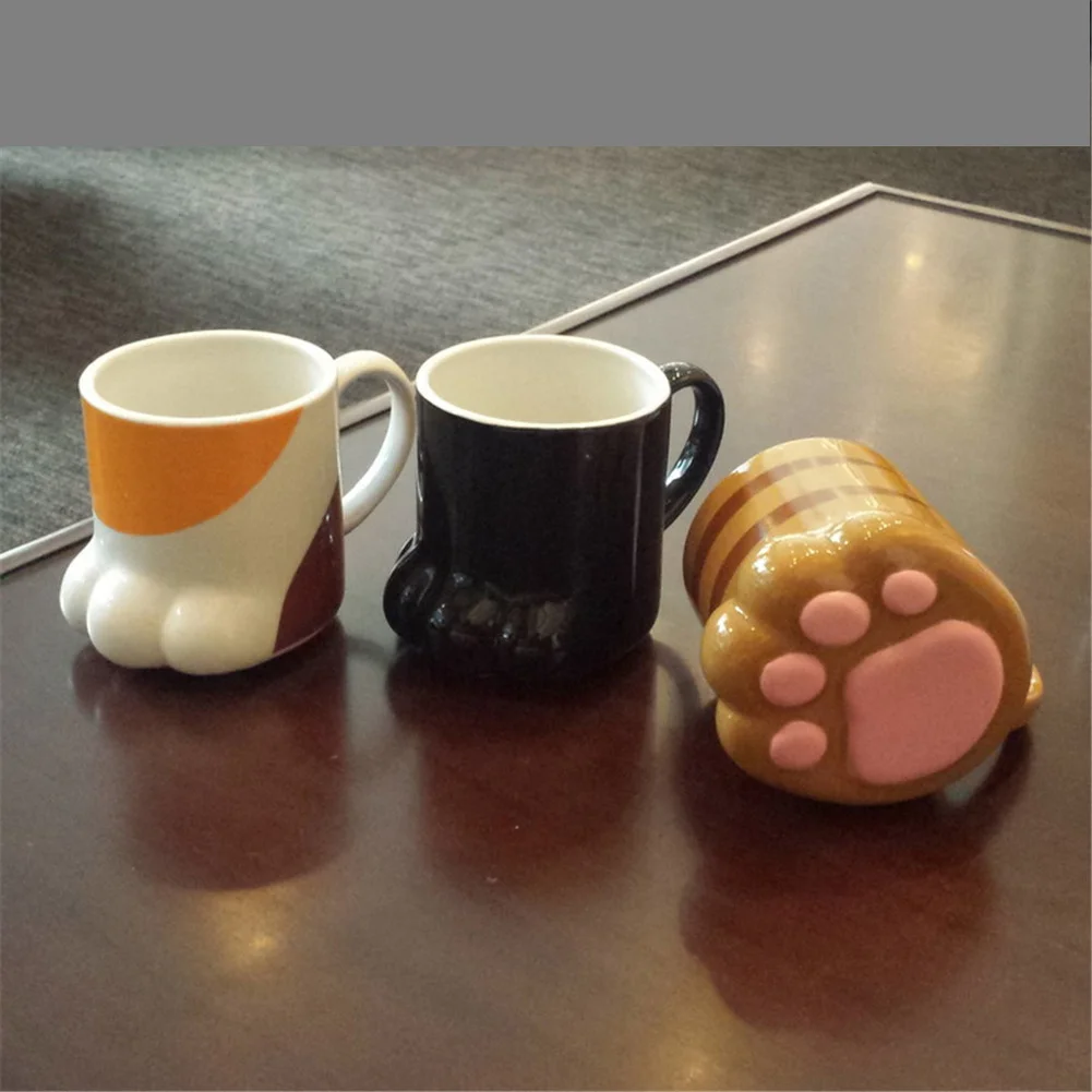 Фарфоровые кружки кошачья лапа кухонная утварь кружка с ложкой для дома офиса
