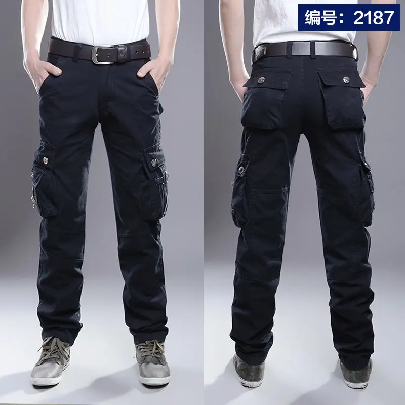 

Autumn New Cargo Pants Men's Youth Loose Cotton Wear-Resistant Casual Straight-Leg Outdoor Camouflage Work Pants