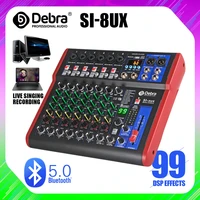 debra pro 8 channel dj controlle with 99dsp reverb effect bluetooth 5 0 usb mixer usb for karaoke pc recording condenser mic