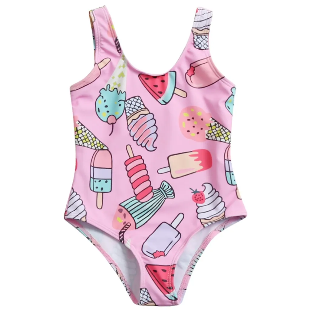 Купальник для девочек с принтом фруктов цельный летний купальный костюм