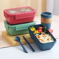 1100ml microwave lunch containers box with compartments bento box japanese style leakproof food container for kids with tablewar