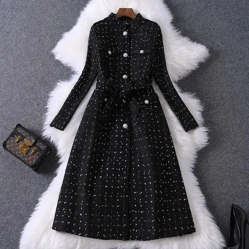 

Spring and Autumn Women's Fashoin Woolen Coat Vintage Style Long Slim Coat