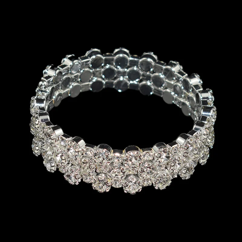 NEW Gold silver Metal Rhinestone Collar Necklaces for Women Round 3Row collar mujer collares Fashion Jewelry Choker Wholesale