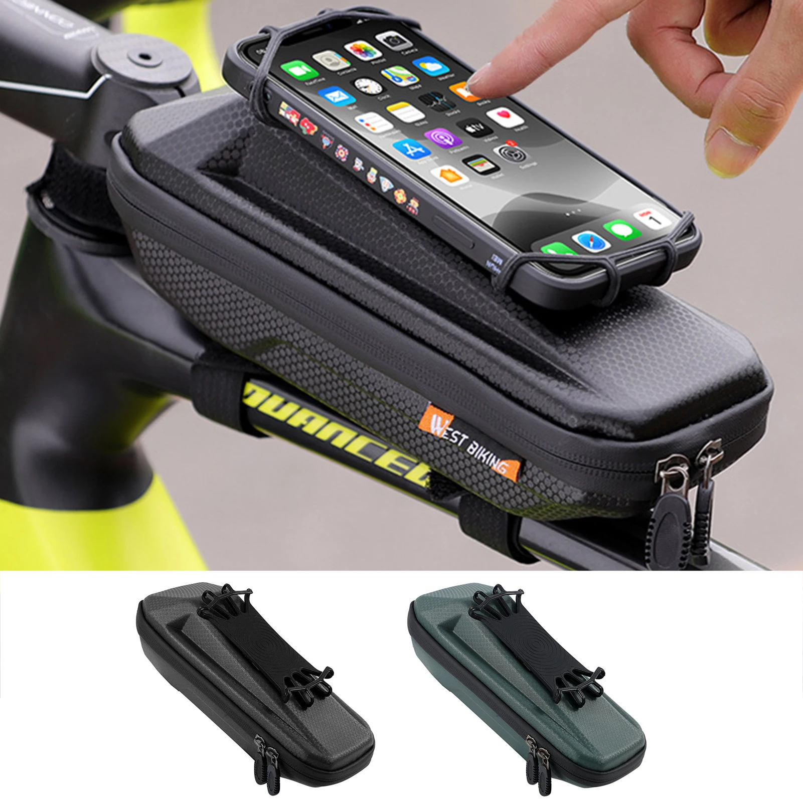 

Сумка на переднюю раму велосипеда с держателем для телефона водонепроницаемый жесткий чехол из ЭВА кошелек-туба на руль велосипеда Аксессу...