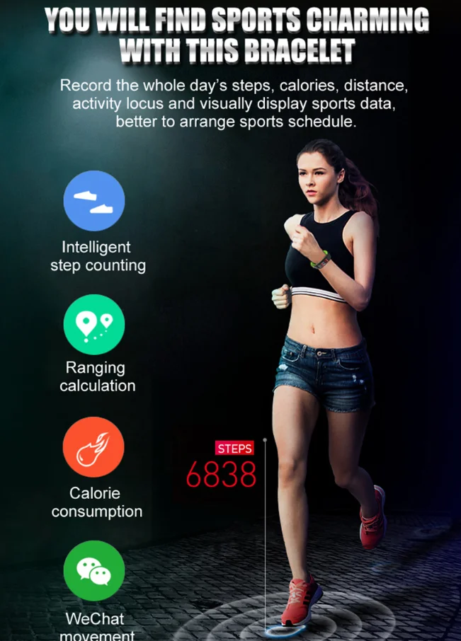 P1 Plus OLED Color Display Smart Band Bracelet IP67 Waterproof Heart Rate Blood Pressure Calorie Monitor Pedometer Sport Tracker |