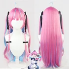 VTuber Hololive Minato Aqua парик смешанные синие розовые прямые косы для девочек Косплей Длинные плетеные синтетические волосы ролевая игра