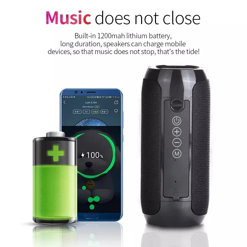 Portable Bluetooth Speaker Wireless Bass Subwoofer Waterproof Outdoor Speakers Boombox AUX TF USB Stereo Loudspeaker Music Box |