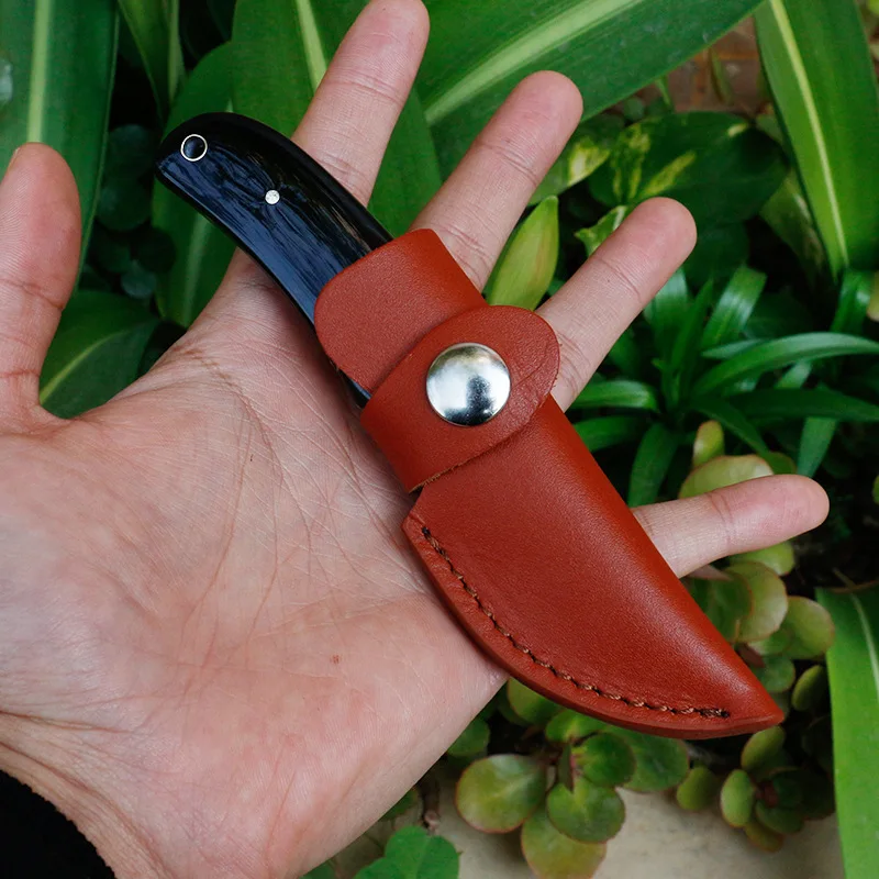 

Hand Made Damascus Steel Fixed Blade Straight Knife Brass acrylic handleCollection Tea Knife Portable Outdoor Camping Edc Tool