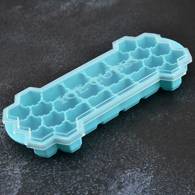 

Hot Creative DIY Silicone Ice Tray Mold with Cover Thicken Food Grade Fridge Ice Box Convenient Kitchen Tools