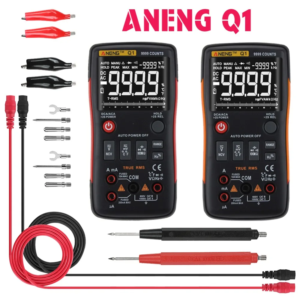 Цифровой мультиметр ANENG Q1 9999 отсчетов истинный RMS Авто/ручной диапазон AC/DC Вольт Ампер Ом Емкость Частота температурный тестер