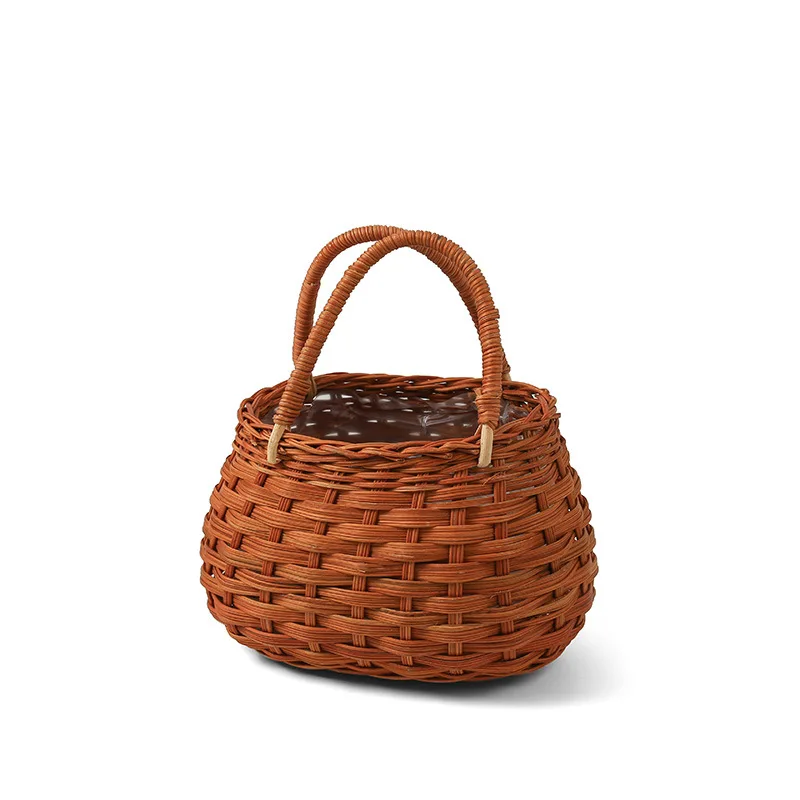 

Flower Holder Cute Handmade Weaven Envrionmental Cute Picnic Bag Lunch Bags Kawayi Harajuku Easter Holiday