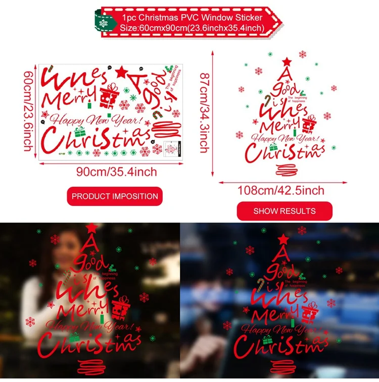 christmas sticker I FENGRISE Рождественское украшение для окна дома рождественские наклейки декор Рождественские украшения Рождественские подарки год - Цвет: christmas sticker I