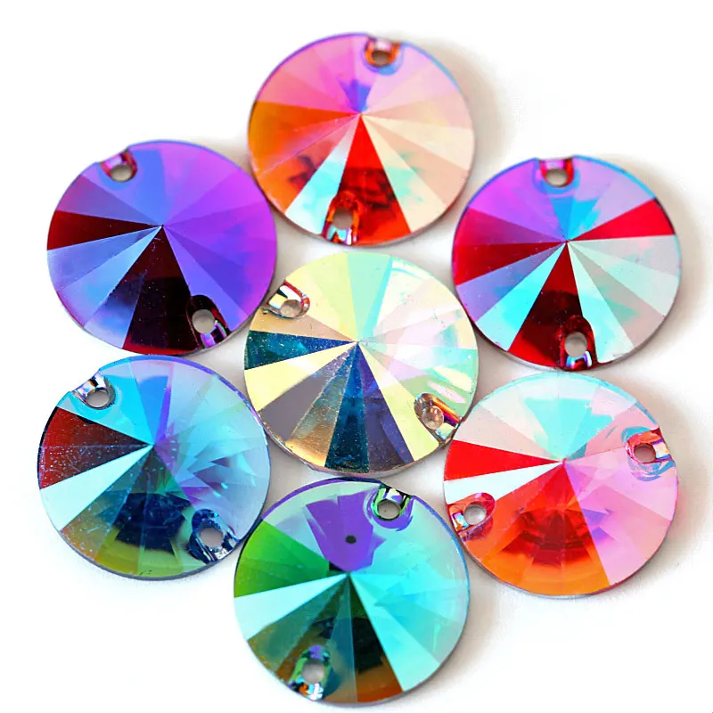 Круглые стразы Rivoli из смолы для шитья Кристальные круглые бусины с плоской