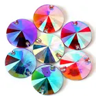 Круглые стразы Rivoli из смолы для шитья, стразы из смолы для шитья, Кристальные круглые бусины с плоской спинкой с 2 отверстиями для платья B2628