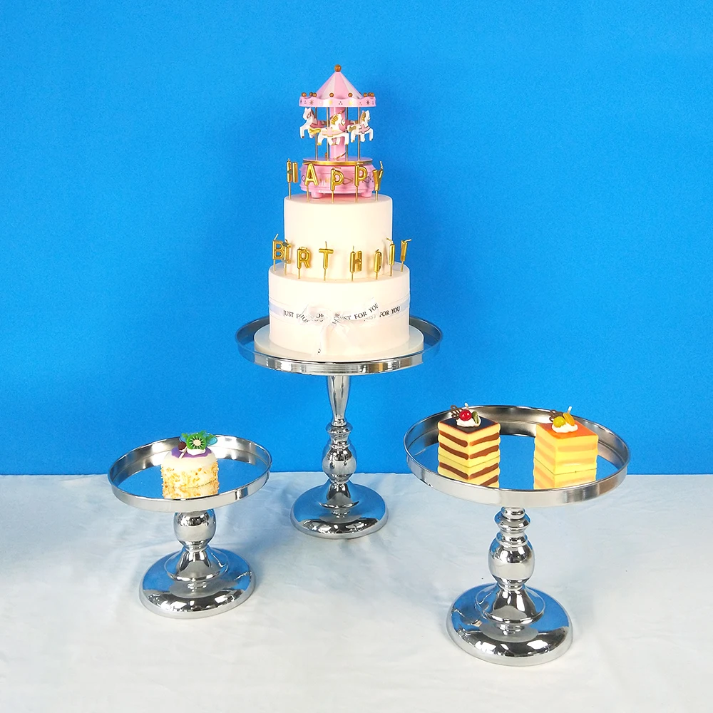3PCS SILVER 5 шт., Золотая Хрустальная подставка для торта, набор гальванических золотых зеркал, для лица, помадка, кекс, сладкий стол, конфеты, бар, украшение стола - Цвет: 3PCS SILVER