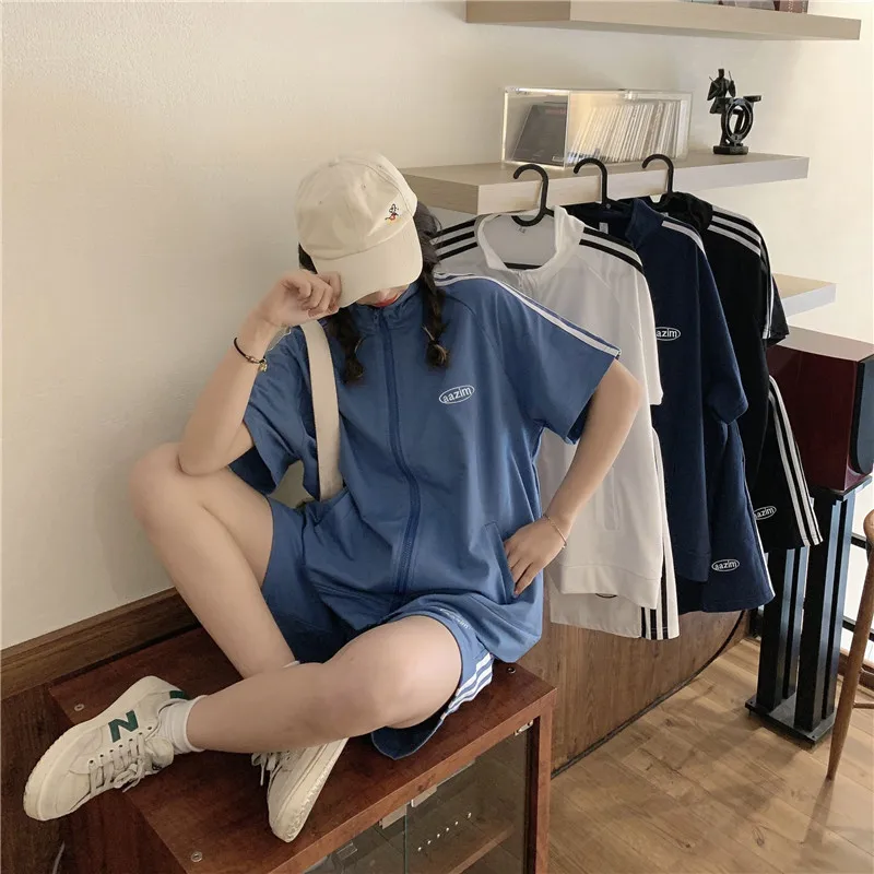 

Женский спортивный костюм из 2 предметов, кофта с короткими штанами большого размера плюс, весна-лето 2021