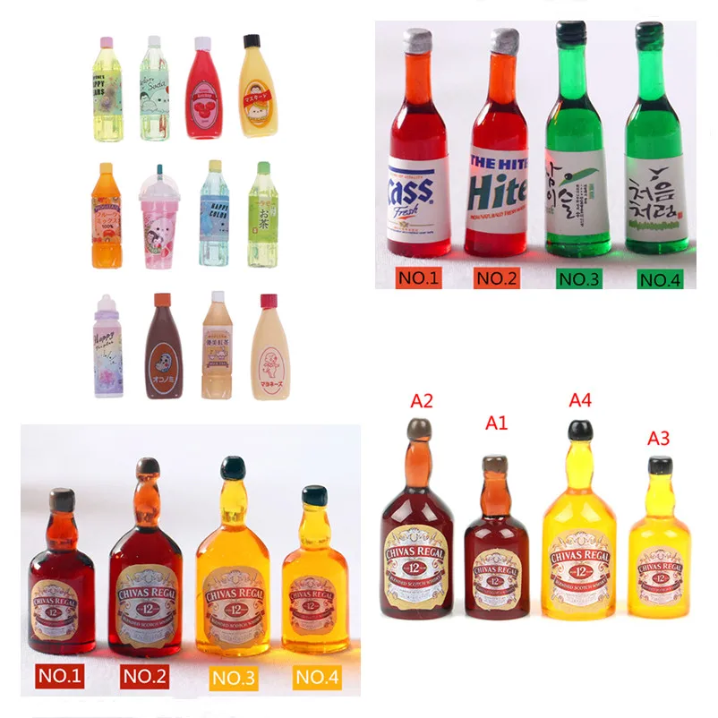 

1:12 Dollhouse Mini Wine Bottles Model Dollhouse Miniature Fruit Drink Bottle Doll House Accessories Toy for Doll House Decor