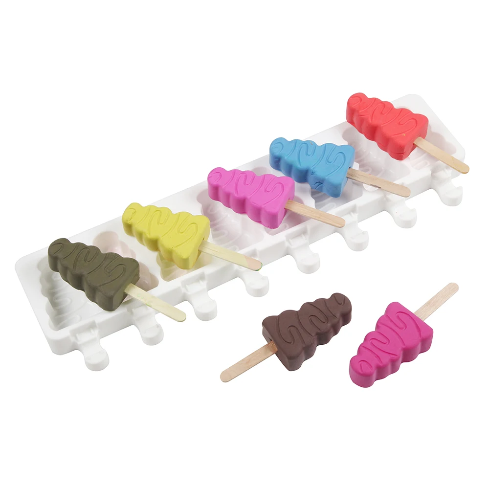 

Silicone Ice Cream Mold DIY christmas tree Popsicle Moulds Freezer 8 Cell Christmas Ice Cube Tray Popsicle Barrel Makers Baking