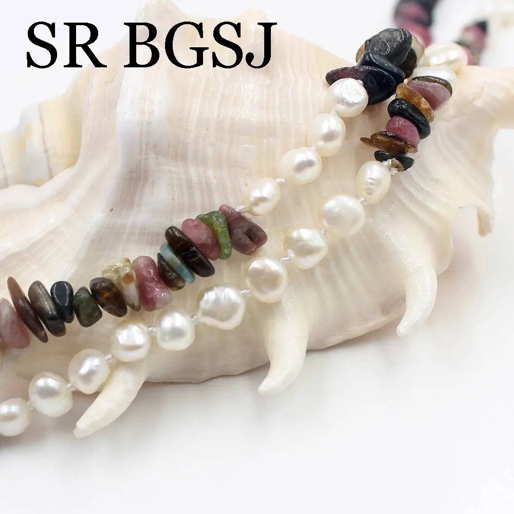 Женское длинное ожерелье из турмалина с натуральным жемчугом 6 7 мм| |