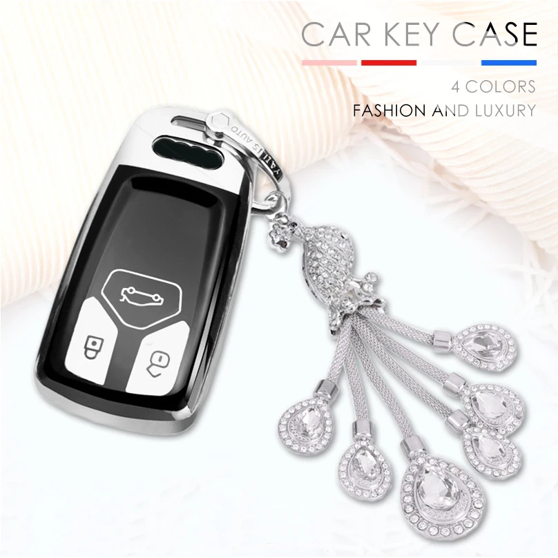 Роскошный Бриллиантовый чехол для автомобильных ключей с кристаллами Audi A4 B9 Q5 Q7 TT