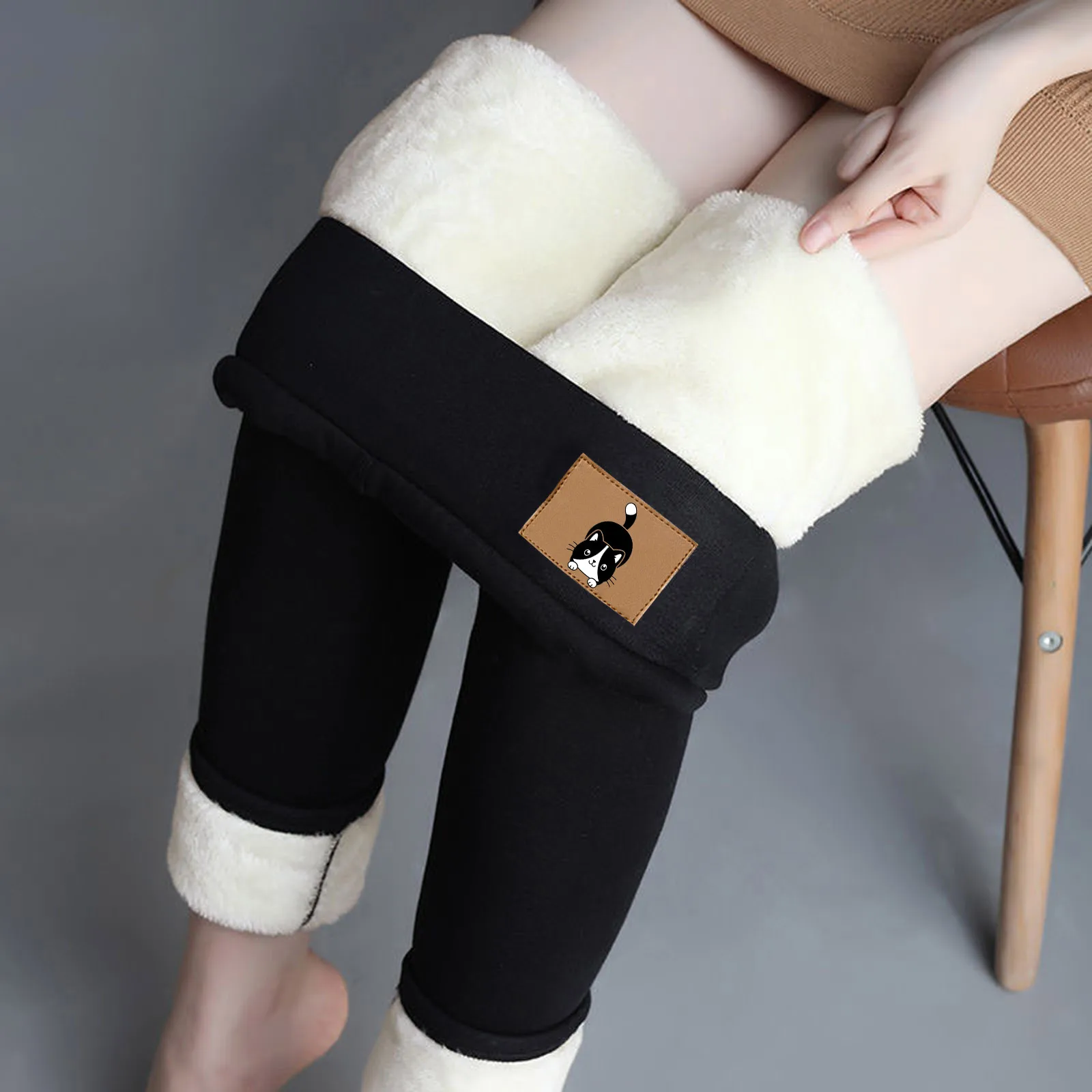 

Sexy High Waist Sport Leggings Women Cat Sign Warm Winter Tight Thick Velvet Cashmere Pants Trousers Leggings Squat Proof Pants
