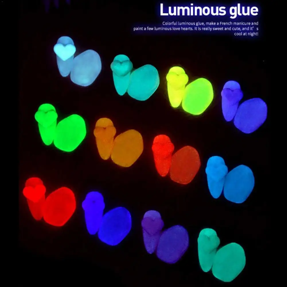 

Luminous Nail Gel Glow In Dark Fluorescent Neon UV LED Semi Permanent Soak Off Gel Varnish Lighting In Night Nail Art Decoration