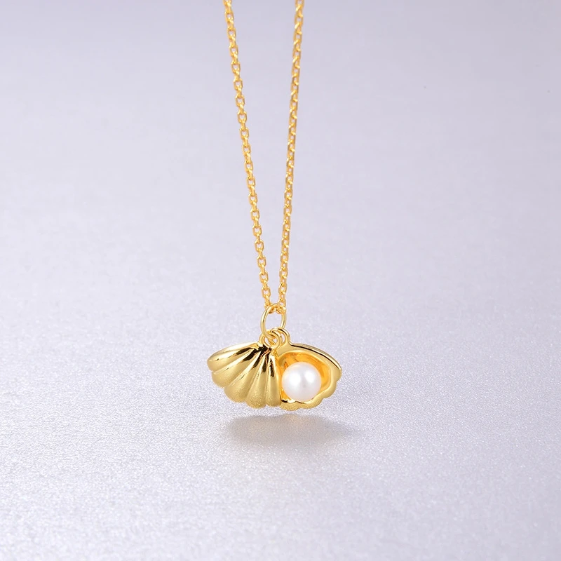 Твердые 925 Серебряное колье с жемчужиной очарование пресноводным жемчугом