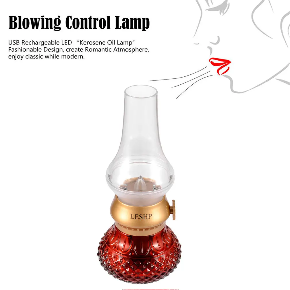 Ретро Blow USB Перезаряжаемый регулятор выдува Регулируемый Яркость светодиодный