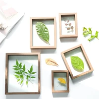 wood picture frames double sided glass plant specimen frame for pressed flowers dried leaf display table decoration