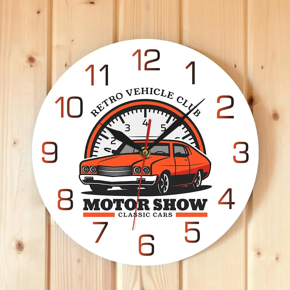 Ретро автомобиль клуб декоративные настенные часы моторное шоу транспорт стены