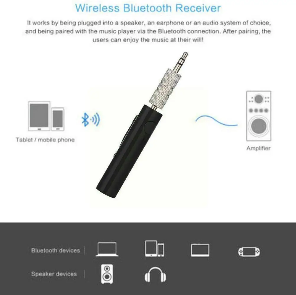 

1PC Wireless Bluetooth AUX 3.5mm Jack Audio Stereo MP3 Wireless Music Aux Audio Receiver Home Adapter Speaker Car T2K6