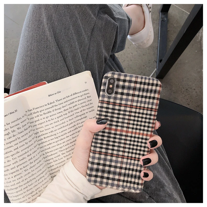Gimfun Simple Retro Plaid Plush Case for Huawei Honor 9 10 Fabric Hard Plastic Mate Pro P20 P30 Nova3 Back Cover | Мобильные