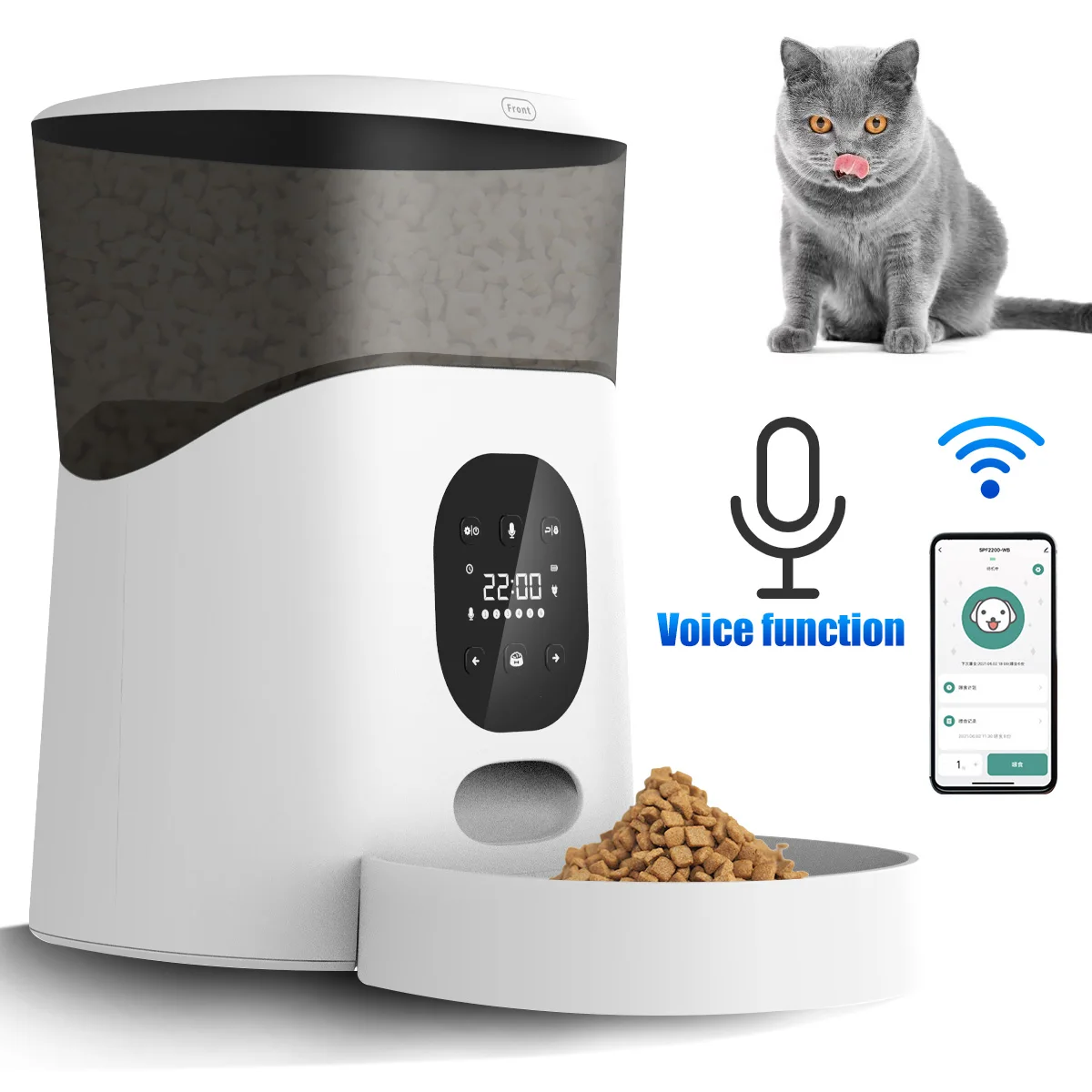 

5L Automatic Pet Feeder APP Control Timing Feeding Voice Record Timing Pet Cat Dog Food Dispenser [Bluetooth/Button Version]
